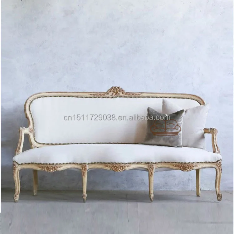 Hot product French antique lounge living room furniture wood 2/3 seater sofas couch