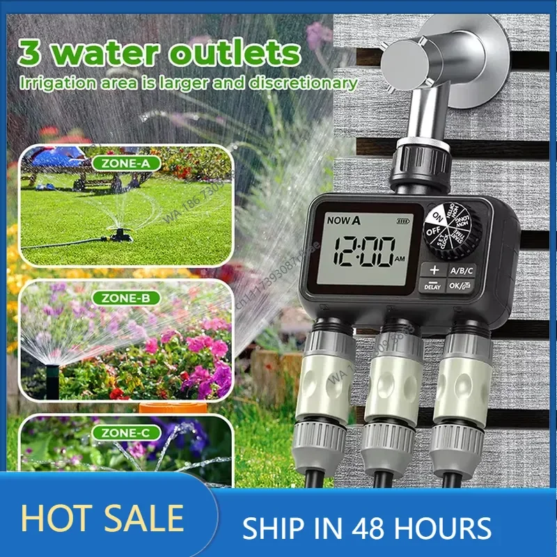 New Design Outdoor Yard Electronic Automatic Three Zone Dial Water Timer Garden Watering Irrigation System HCT-M08