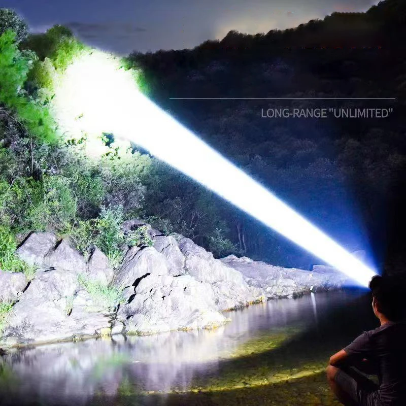 Most Powerful Long Range Headlight 900W Head LED Front Flashlight With Warning Light Rechargeable Headlamp Outdoor Camping Light