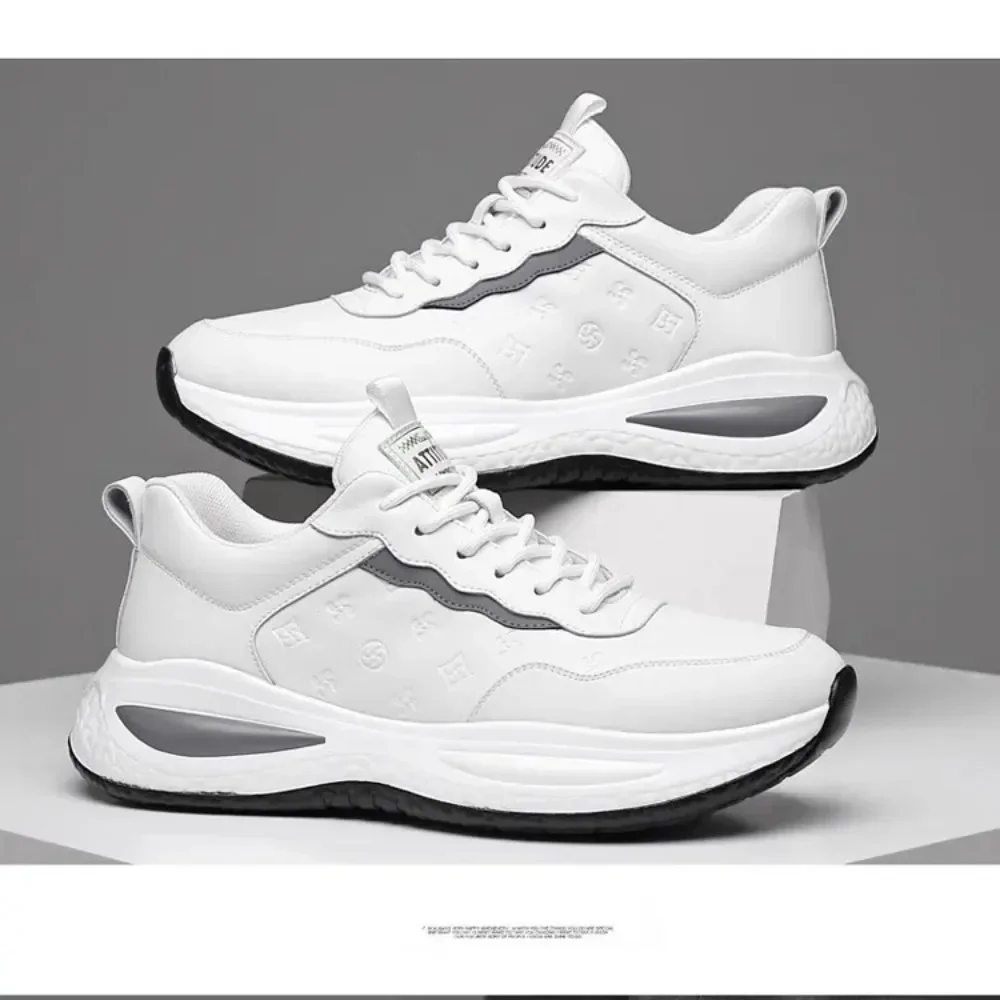 2026 أحذية جديدة للرجال جلد البقر أحذية رياضية غير رسمية للشباب الخريف أحذية رياضية من الجلد الأسود الرائع #6