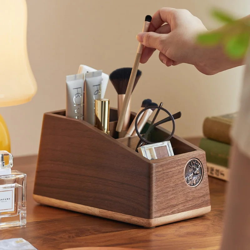 Pen holder book relies on book stand integrated storage rack solid wood office desktop book stationery storage box finishing rac