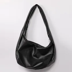 New Men's Crossbody Bag Korean Style Dumpling Sling Bags Men Soft PU Leather Shoulder Messenger Bag Large Capacity Travel Bag