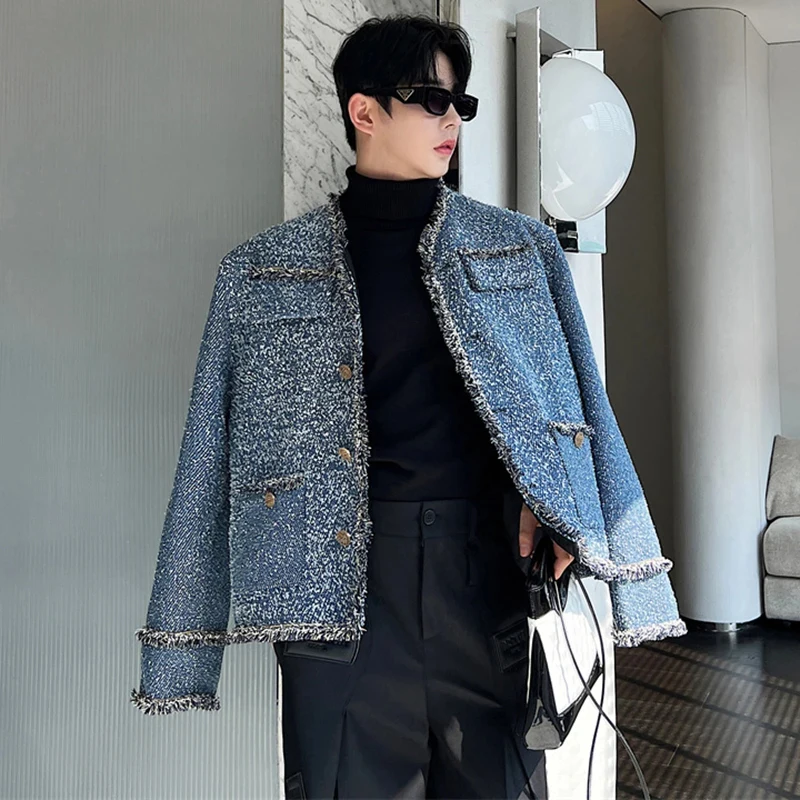 LUZHEN 2025 nouveau à la mode bord rugueux épissage conception Denim veste hommes beau épaulière mâle coréen vêtements d'extérieur de luxe LZ6224