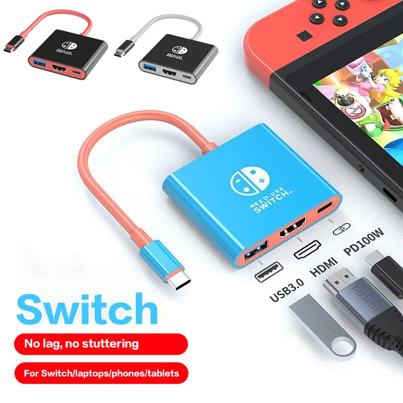 Adaptateur HDMI 4K Station d'accueil TV pour Nintendo Switch OLED USB 3.0 Type C Port Station d'accueil de charge avec sortie HDMI