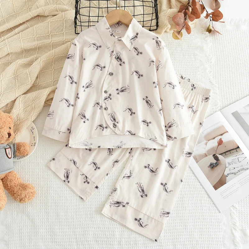 

temuChildren's Clothing New Boys and Girls Long Sleeve Shirt Set Cartoon Print Internet Celebrity Autumn Two Piece Set