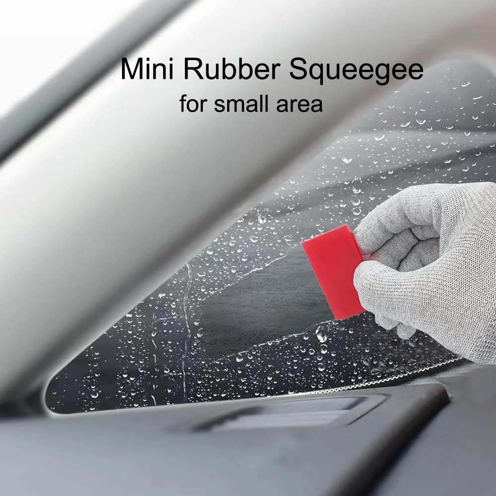 Mini Squeegee Soft Rubber Scraper Red Wiper for Car Wrap Quick Clean Snow Removal Small Area Snow Shovel Tool
