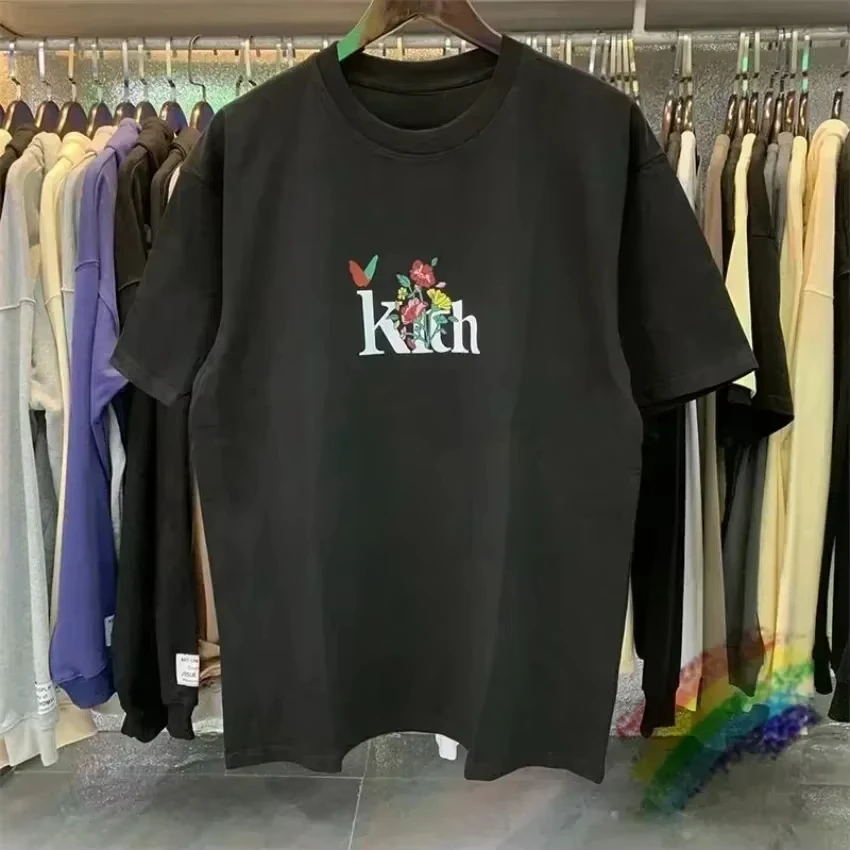 2025Summer Kith FW Logo T Shirt Men Women High Quality Flower Bird Print Couple T-Shirt Loose Kith Short Sleeve Tees Tops