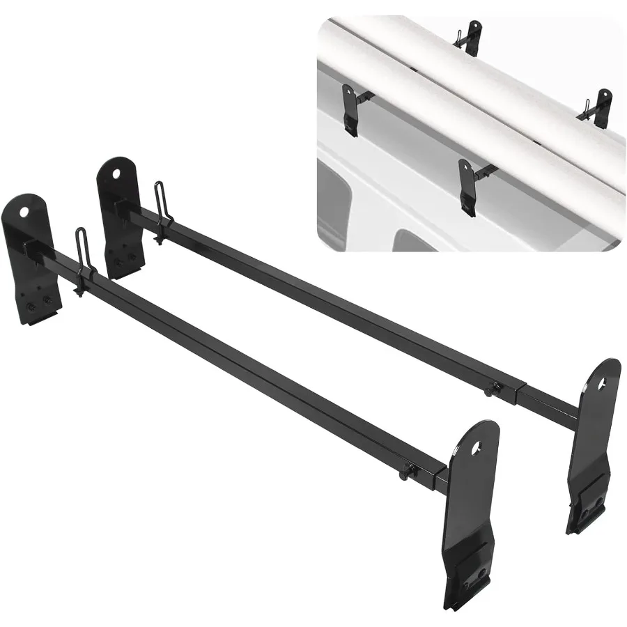 

Cross Bar 53"-66" Compatible with 1999-2022 Chevy Express GMC Savana E Series Ladder Rack for Van Roof Rack Ladder Carrier Ste