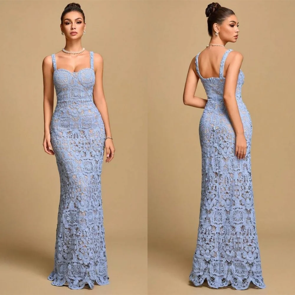Customized High Quality  Blue Jersey Homecoming Dress Exquisite Strapless Spaghetti Straps Mermaid Zipper Back Robe de soirée