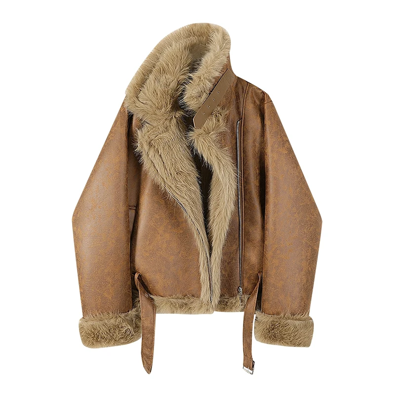 

Thickened Fashion Overcoat 2025 Short Lamb Wool Fur One-Piece Women's Coat Winter New Warm High-Quality Women's Coat Parker H751