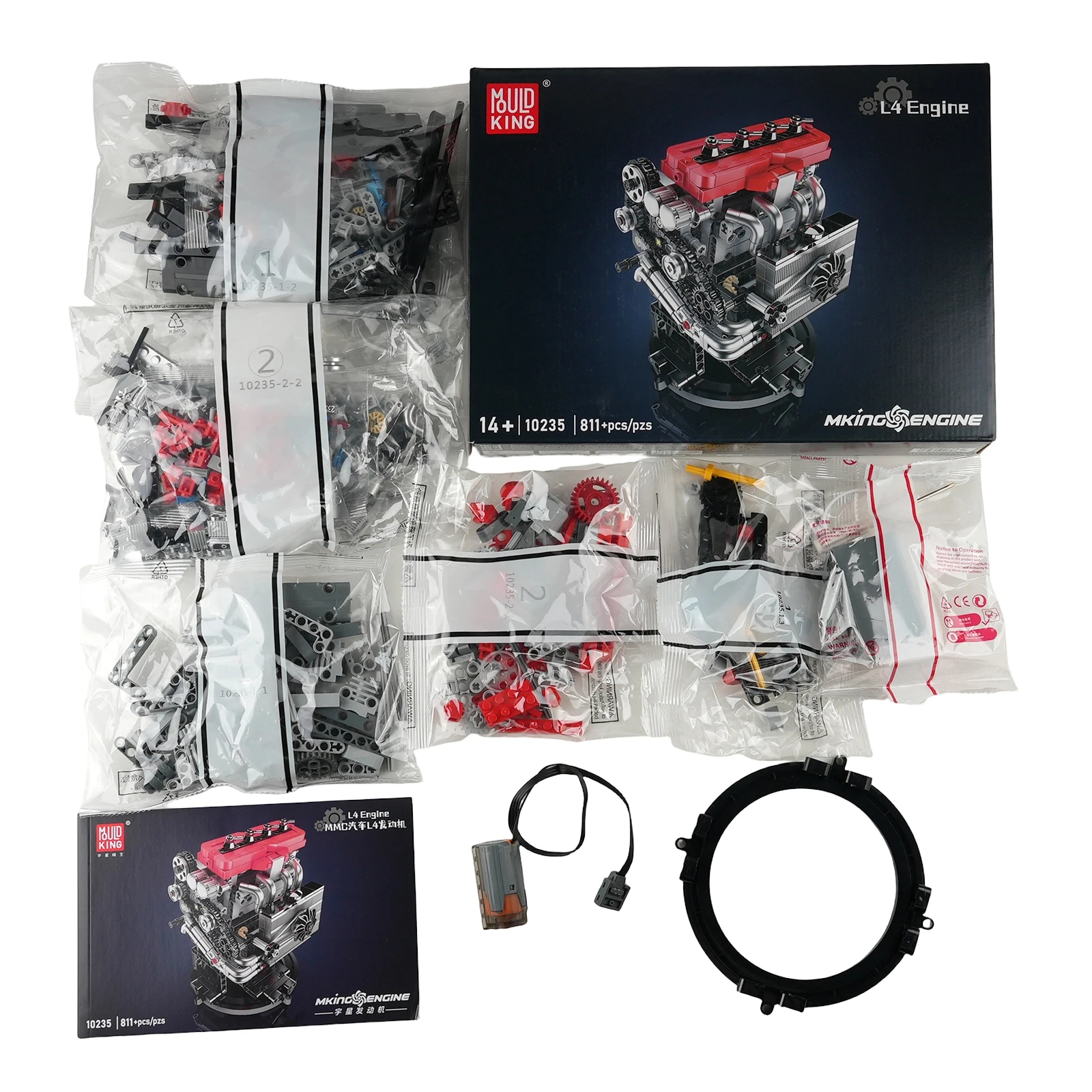 قالب الملك مضمنة 4 اسطوانة المحرك 811 قطعة بنة التقنية واقعية نموذج لغز اللعب سطح المكتب للبنين الكبار هدية عيد الميلاد #5