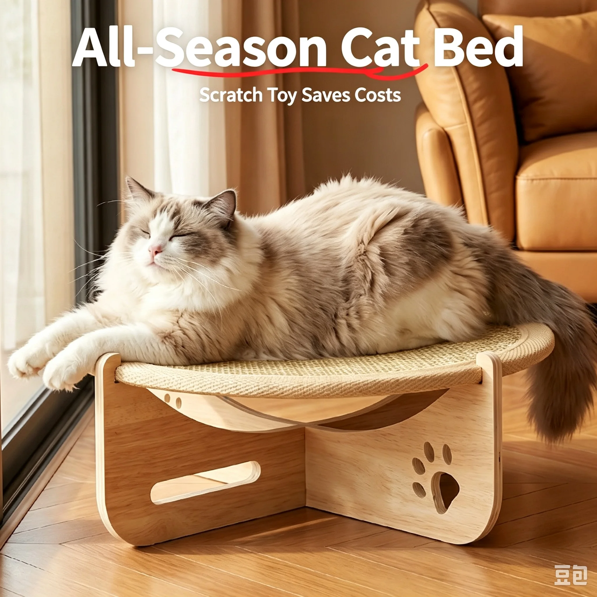 Simple Natural Four Seasons Sisal Pet Trampoline Cats Scratching Board Cat Sofa Sisal Pad Recliner Small Dogs Breathable Hammock - view 2