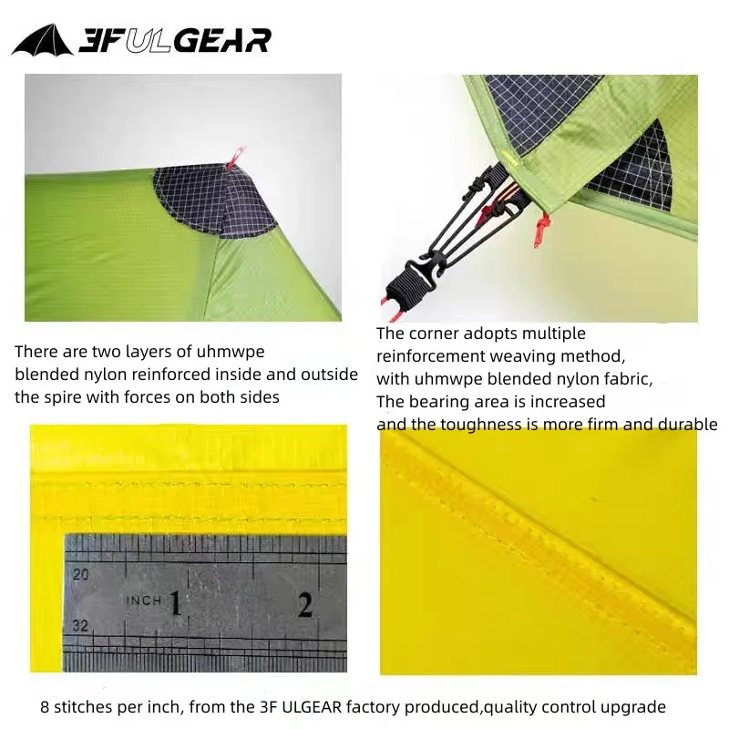 Imagem -03 - Outdoor Ultralight Camping Tenda Silnylon Profissional Rodless Tenda Pessoas Estações 20d 3f ul Gear Estações