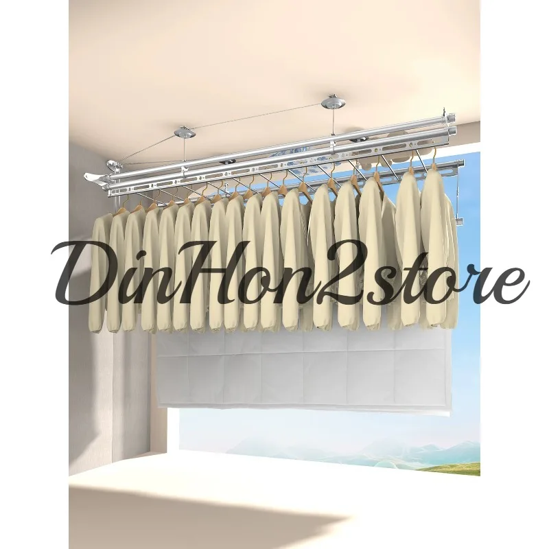 Double pole type manual cool clothes aluminum alloy four pole drying rack indoor household balcony automatic hand lifting drying