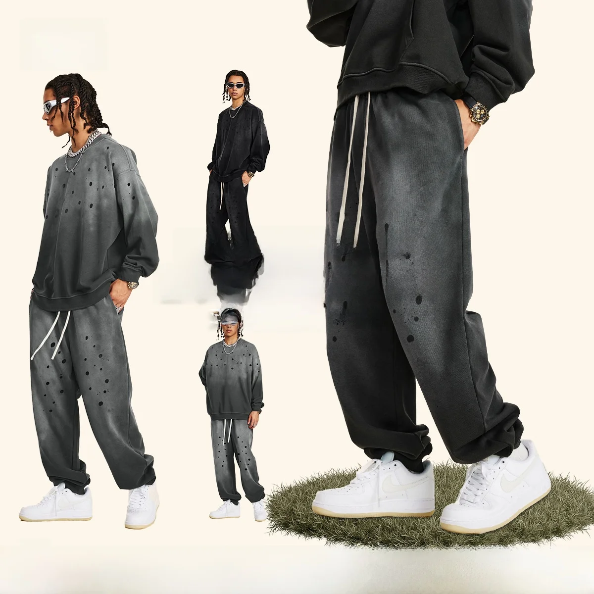 

Мужские спортивные брюки Waed Cotton High Street Sle с эластичным поясом, утепленные флисом, для осени и зимы