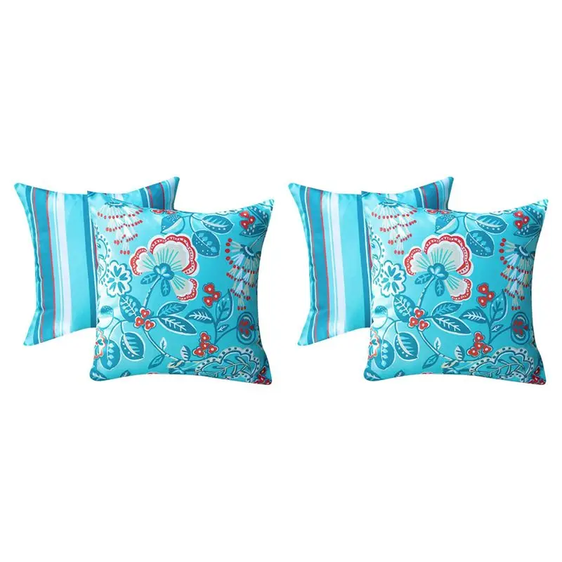 2025 حزمة جديدة من 4 أغطية وسائد مقاومة للماء خارجية 18X18 نمط لطيف حديث ديكور مربع في الهواء الطلق رمي أغطية وسائد