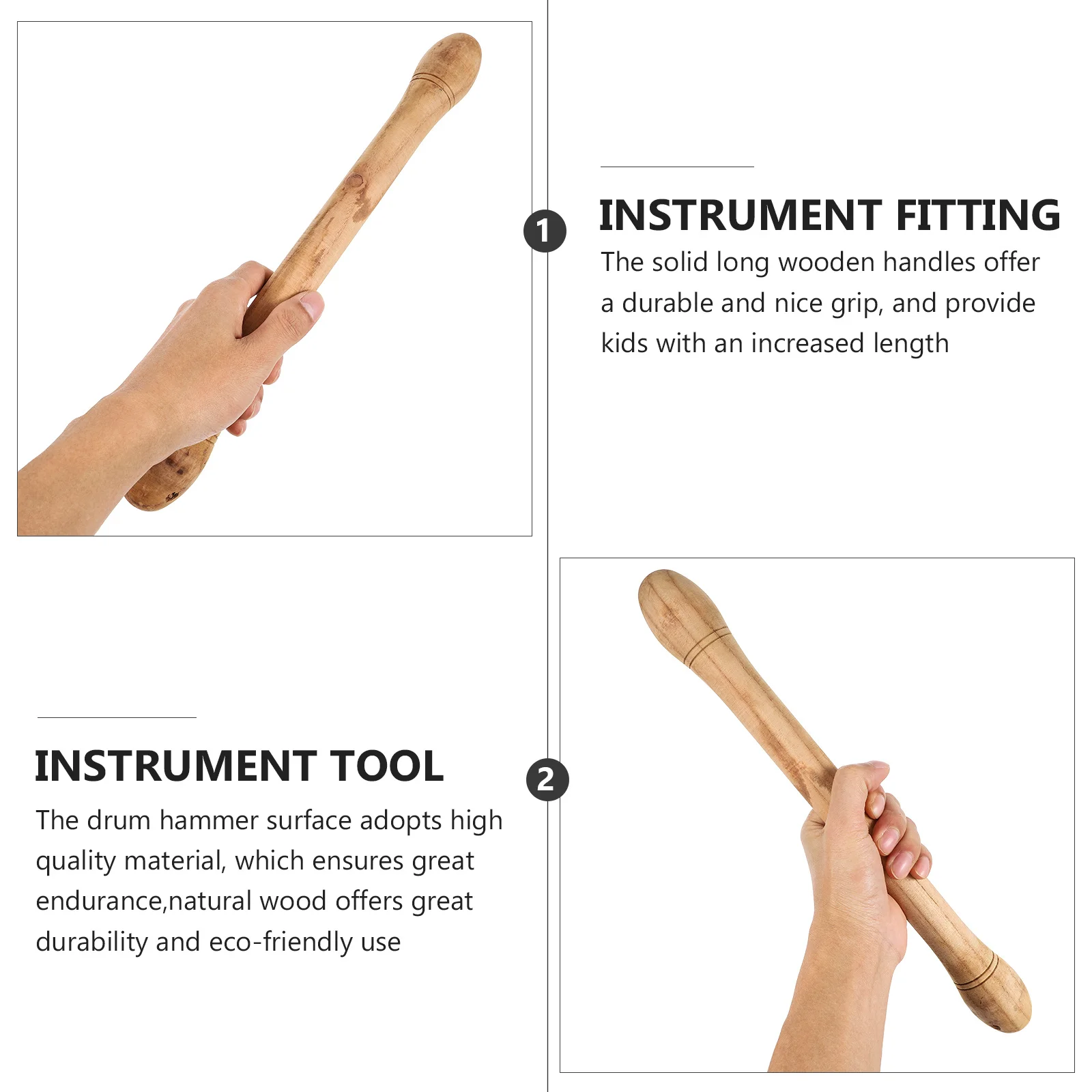 

1Pair Drumsticks Wooden Durable Percussion Sticks Practice Instrument Accessories Professional Natural Wood Grip