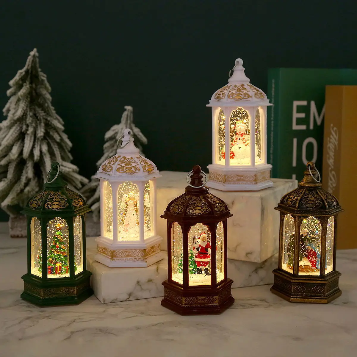 Christmas Decorations  Christmas Gifts  Night Lights Santa Claus Hexagonal Wind Lanterns Christmas Gifts for Girlfriends