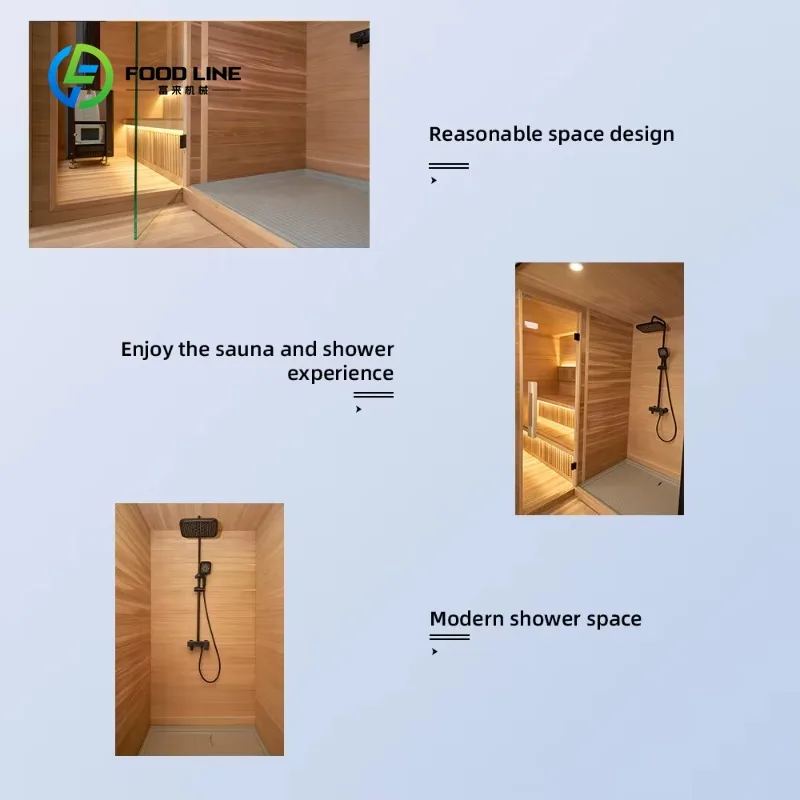 Customized Factory Supply Outdoor Wet Steam Sauna with Shower and Change Room 8 Person Red Cedar Outdoor Sauna Barrel
