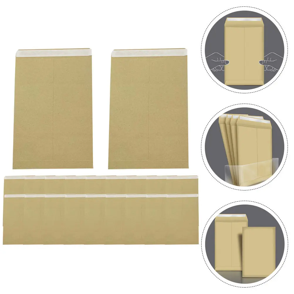 

20 шт. утолщенных конвертов из крафт-бумаги, многофункциональные папки формата А4 с прочным клеевым клапаном для офиса, школы, дома, каталогов