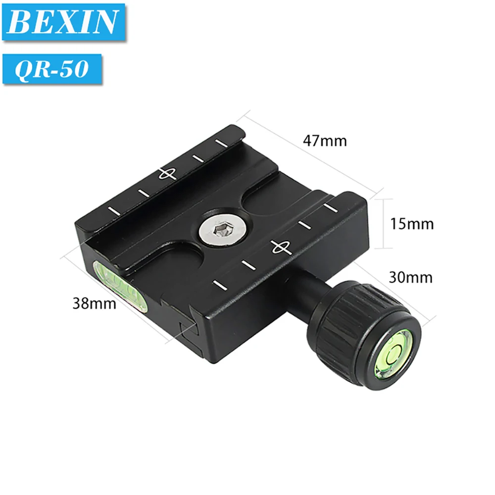 BEXIN QR-50S مربع المشبك لوحة محول مع Gradienter الإفراج السريع لوحة ل كرة ثلاثية رئيس Arca السويسري RRS Wimberley