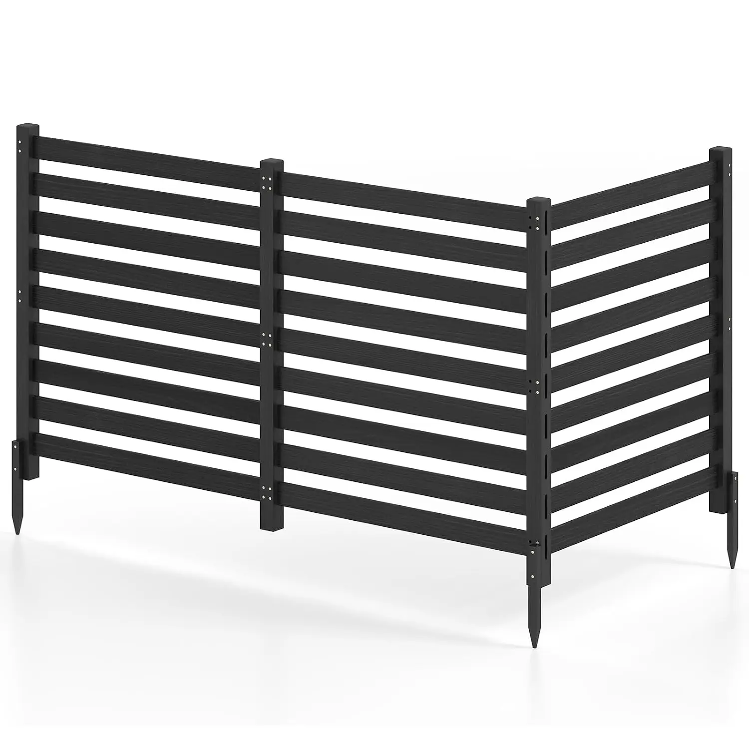 3-Panel Outdoor Wood Privacy Screen, Air Conditioner Fence, Black