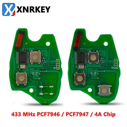 XNRKEY 2/3 Button PCB Electronic Board with PCF7946/7947/4A Chip for Renault Duster Modus Clio 3 Twingo Remote Car Key