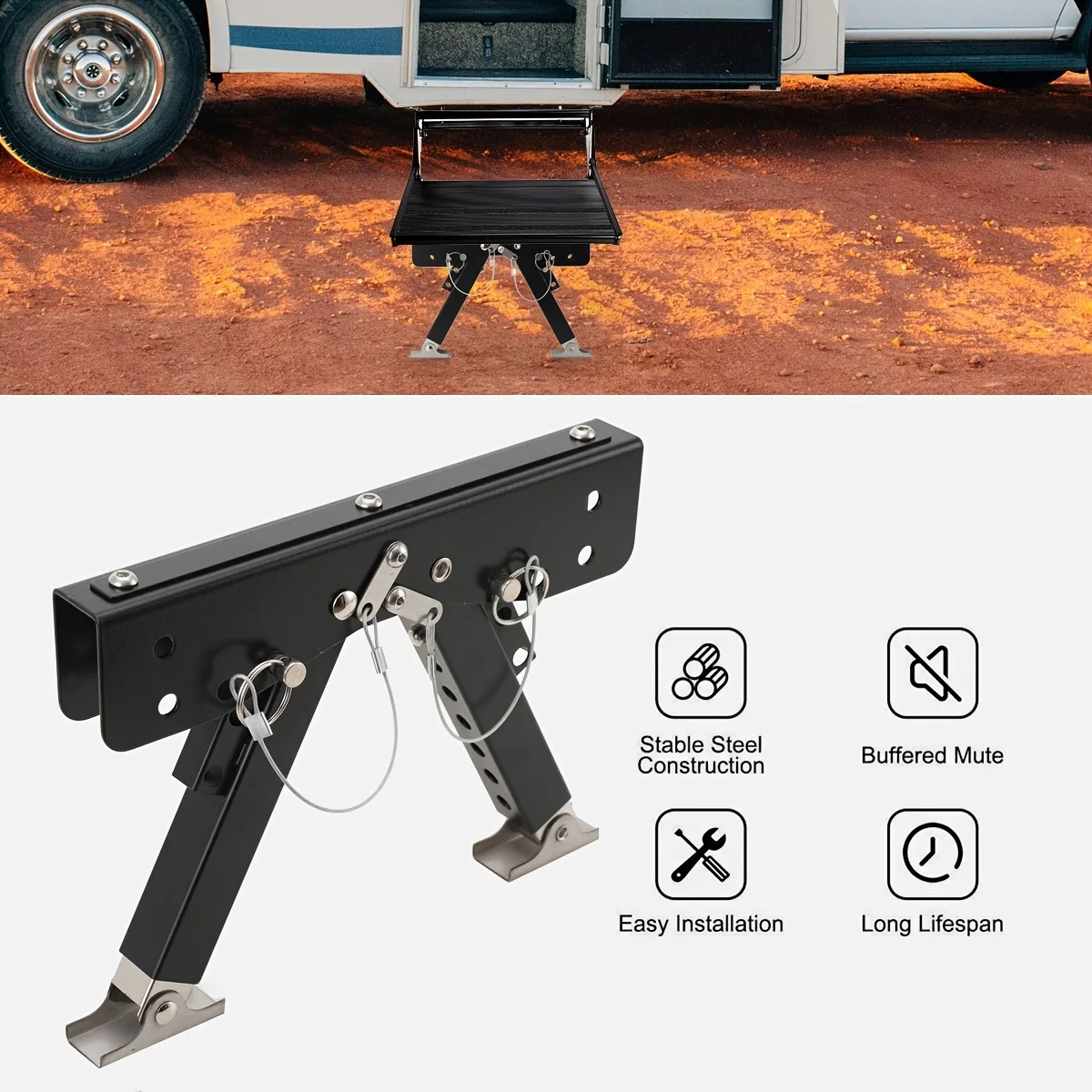 

RV Folding Step Board Bracket Jack Step Stabilizer Trailer Arm RV Automobiles Motorhomes & Caravans Ladder Stair Support Stable