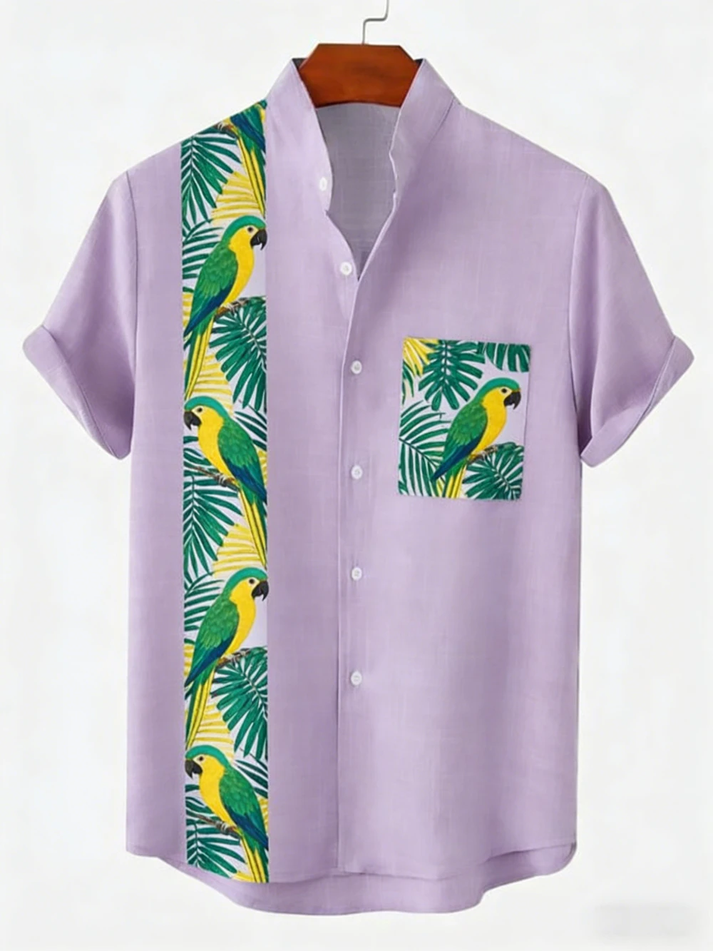 

2026 Summer New Linen Short Sleeve Shirt Natural Natural Animal 3D Printed Shirt Hawaiian Casual Social Party Men's Clothing