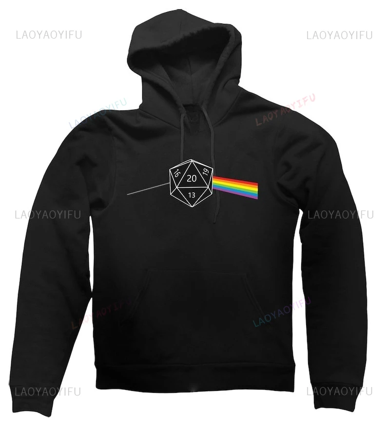 Dungeons and Dragons DnD RPG Board Game D20 Hoodie Funny Reflection Prism Graphic Printed Sweatshirts Casual Man Women Clothing