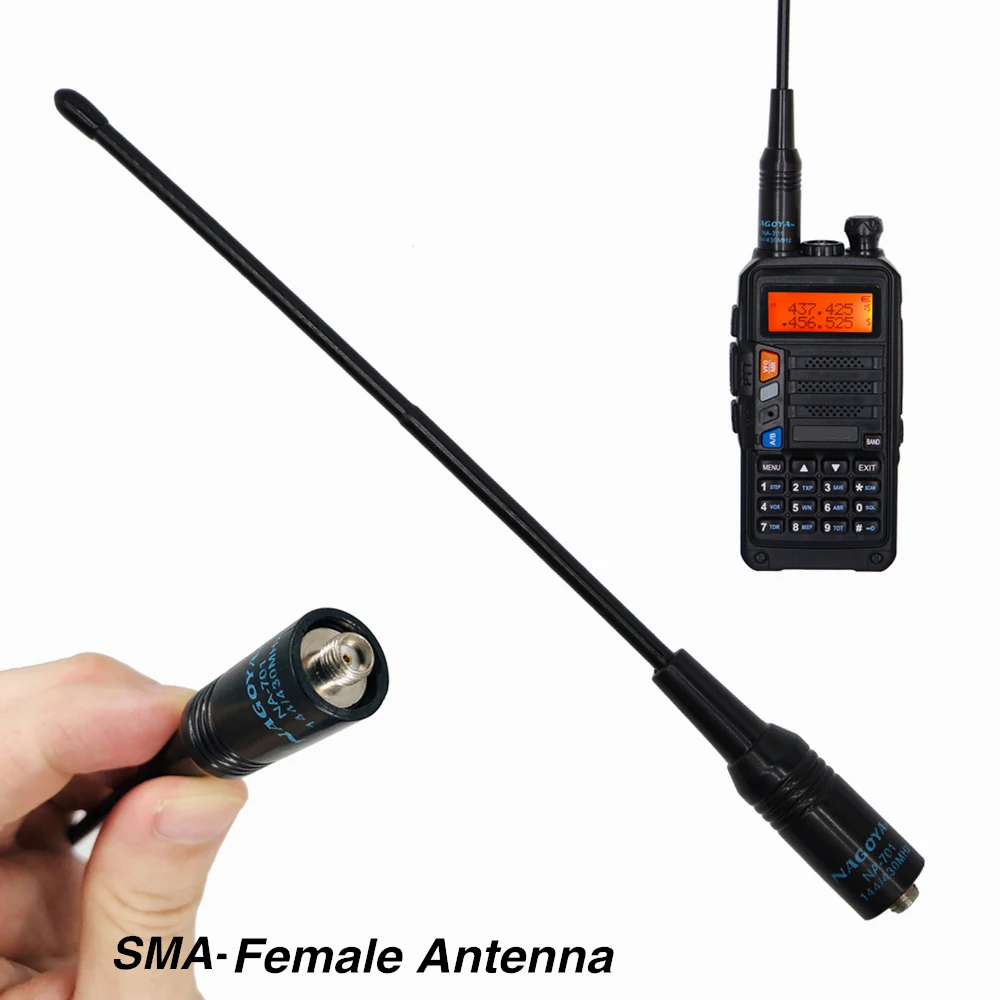 NA-771Dual Banda Alto Ganho SMA Antena Feminina, 2 Way Radio, Chicote Flexível, Handheld, 144 MHz, 430MHz, UV5R, UV5RA