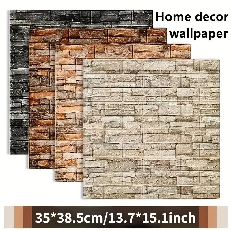 

20PCS 35x38.5cm 3D Retro Self-adhesive Foam Brick Wall Stickers Waterproof Anti-collision Bedroom Decoration Renovated Wallpaper