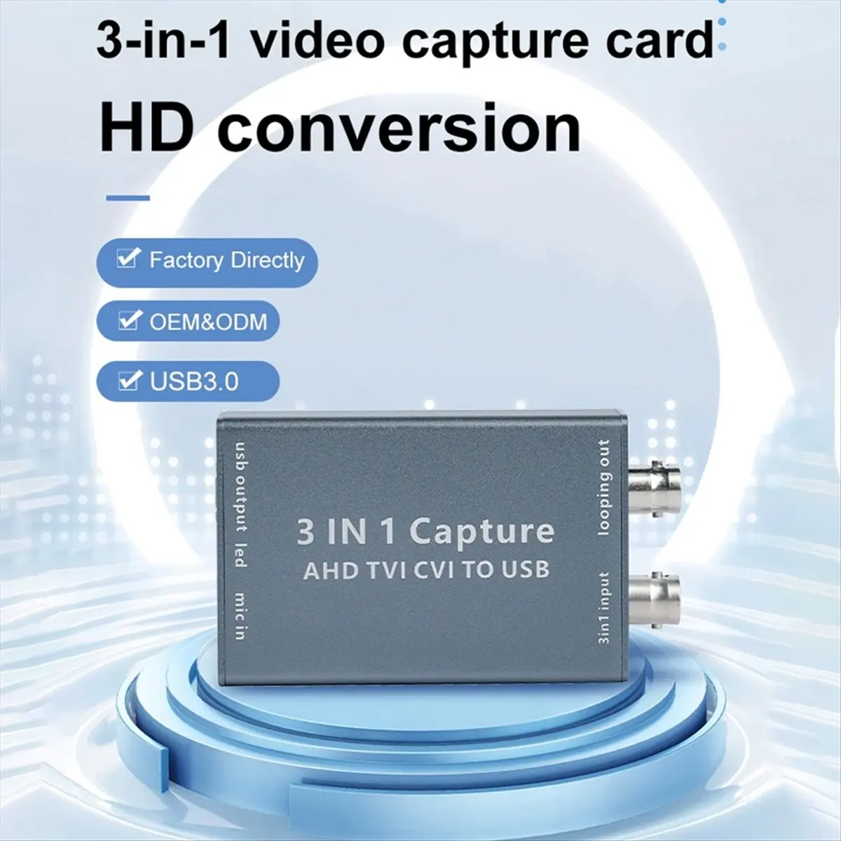 

Карта видеозахвата AABFK AHD Видеокарта TVI CVI к USB 3.0 1080P 60fps Видеозапись для прямой трансляции TVI CVI Видеокарта