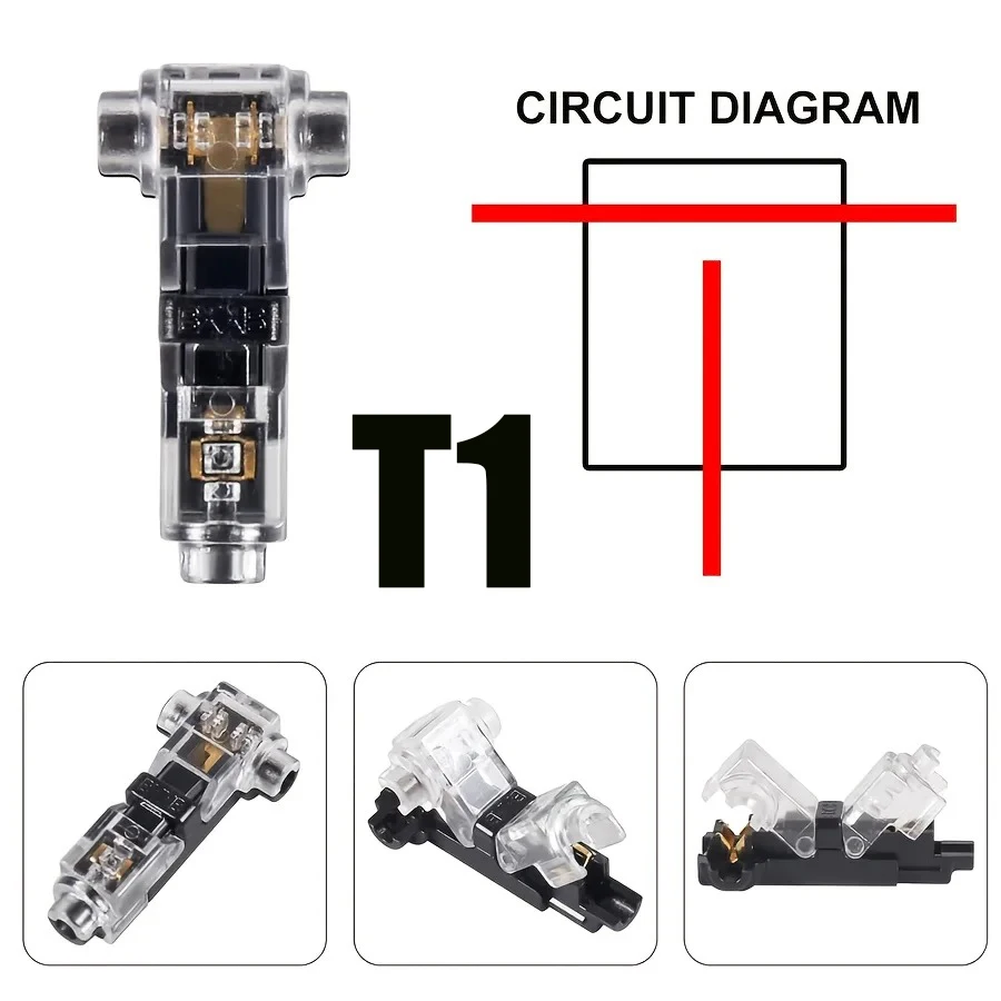 10-50PCS Low Voltage Wire splice connectors Quick Solderless T Tap Connector 1/2 Pins Rock Solid Connector for 24-20 AWG Cable