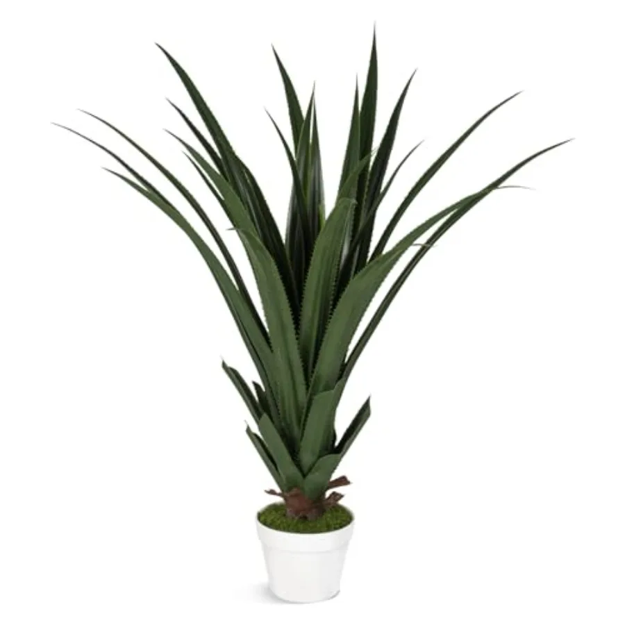

Искусственное растение агаве 39,4 дюйма, реалистичное искусственное дерево агаве с шипами, с натуральными листьями и мхом в белом горшке, для дома и улицы