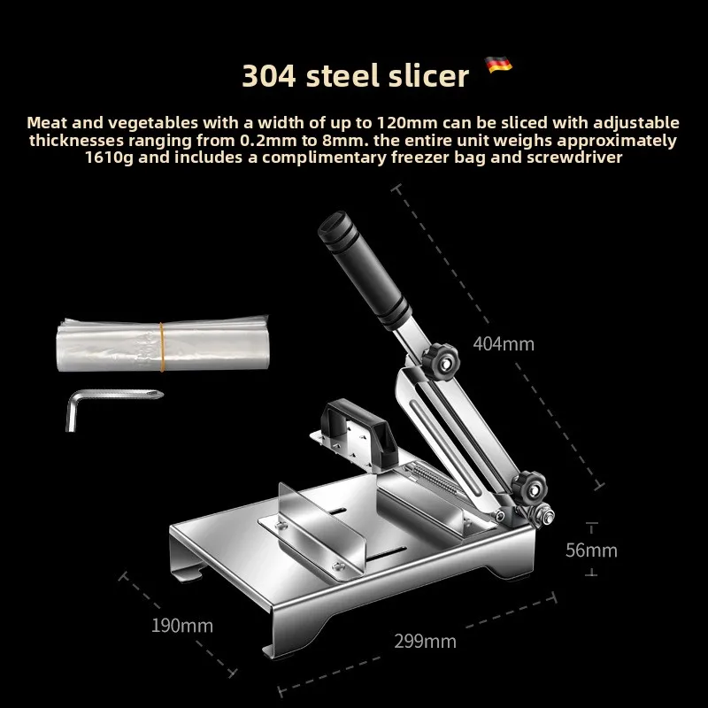 قطاعة اللحوم اليدوية الاحترافية 304 شفرة فولاذية لقطع لحم البقر المجمد ولحم الضأن أداة إعداد الطعام التجارية للمطبخ المنزلي #5
