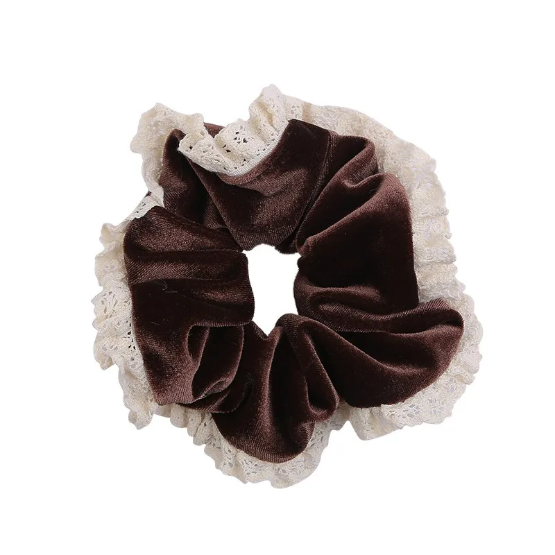 2024 Korea Elegant Lace Velvet Scrunchies Women Girls Elastic Hair Rubber Band Accessories Tie Hair Ring Rope Headdress Headwear