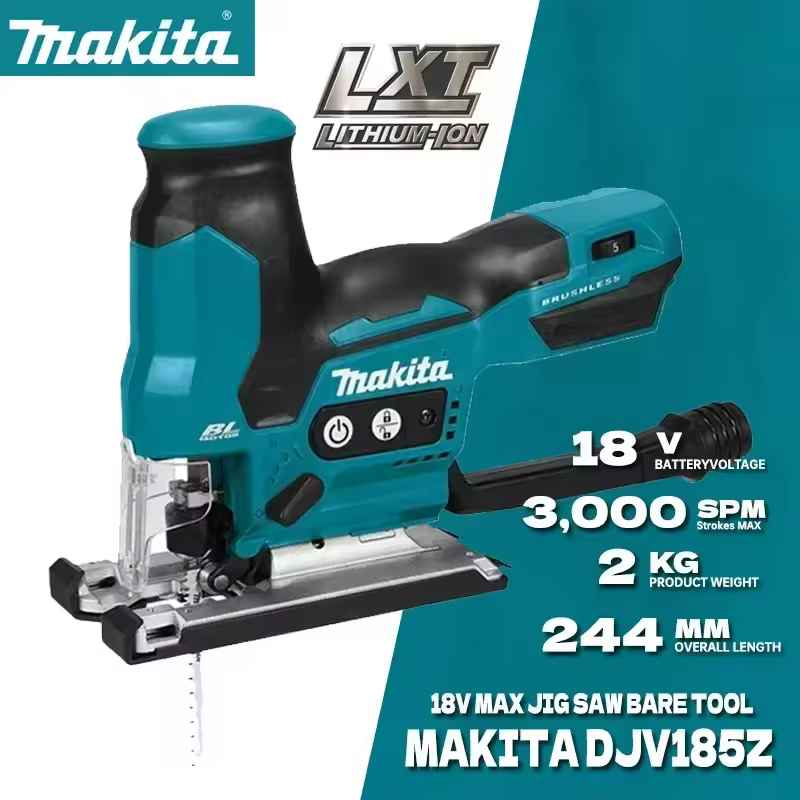 МАКИТА DJV185 Кондукторная пила Аккумуляторная бесщеточная компактная ручка 18V Скорость Регулируемый многофункциональный деревообрабатывающий электроинструмент DJV185Z