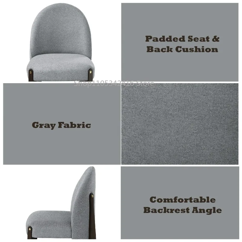 Gray Fabric & Espresso Finish Dining Chair, Set of 2 for Home Kitchen Dining Room Decor