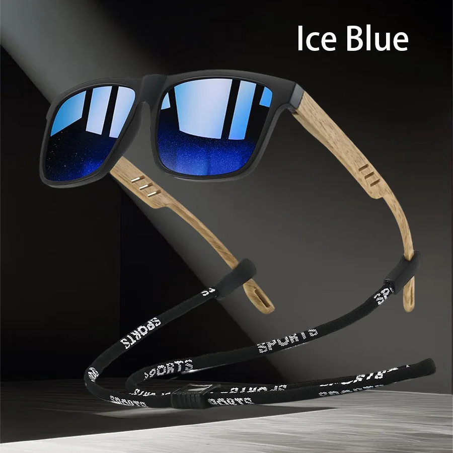 Modische Quadratische Sonnenbrille mit Kettendetail für Männer und Frauen, zum Fahren und Angeln, Farbenfrohe Trendige Leichtgewichtige Schutzbrille – Detail 4