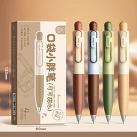 4Pcs Aesthetic Retractable Gel Pens 0.5mm Black Ink Cute Chubby Pocket Pen Set for School Office Journaling Stationery 3