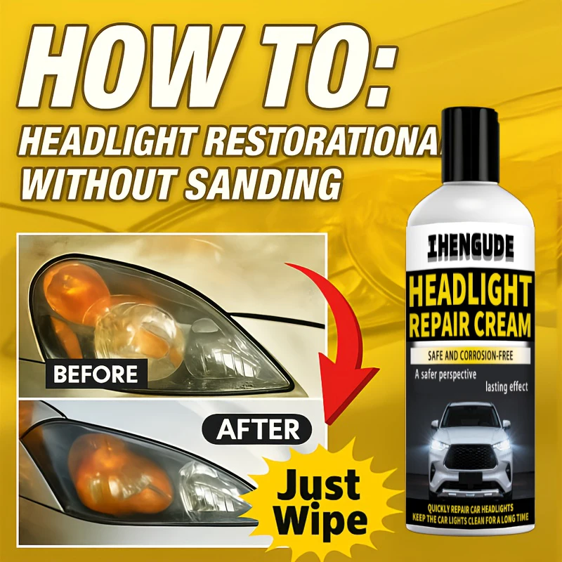 Professional Headlight Repair Agent - Improves Yellowing, Oxidation, and Fogging - Polishing Agent for Lenses, Creating Clearer and Brighter Headlights, Headlight Repair Kit, Car Headlight Repair Kit, Headlight Lens Repair Agent, Headlight Repair Spray, Headlight Polish