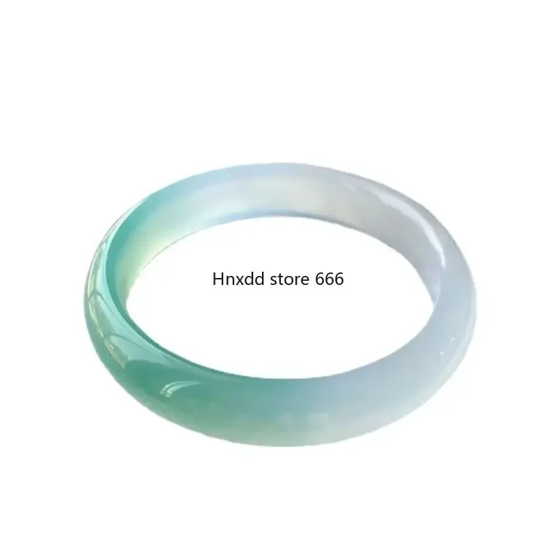 High ice cyan gradual change chalcedony succulent green agate bracelet