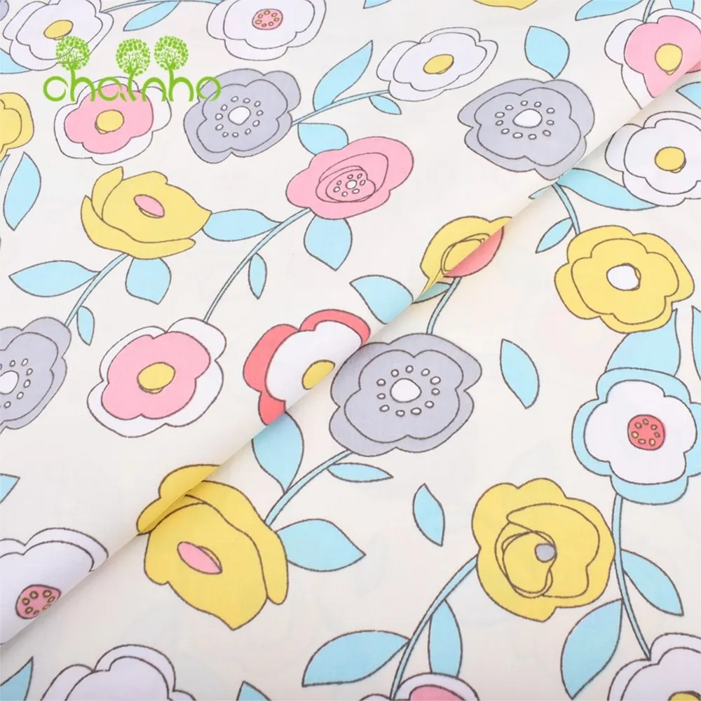Chainho,Printed Twill Cotton Fabric,Thick,Soft,Opaque,Patchwork Clothes,DIY Sewing & Quilting Material For Baby&Child,Half Meter