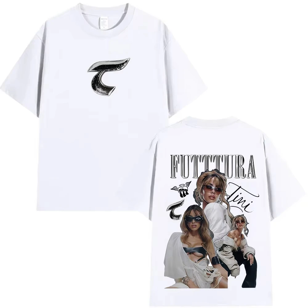 Camiseta informal holgada de algodón de gran tamaño para hombre y mujer, camisetas gráficas Singer TINI Futtura Tour, 2026