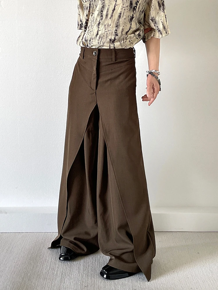 

BKYC Men's Loose Wide Leg Pants Vintage Casual Floor-Length Trousers Deconstructed Design Sensation Youthful Summer Fashion