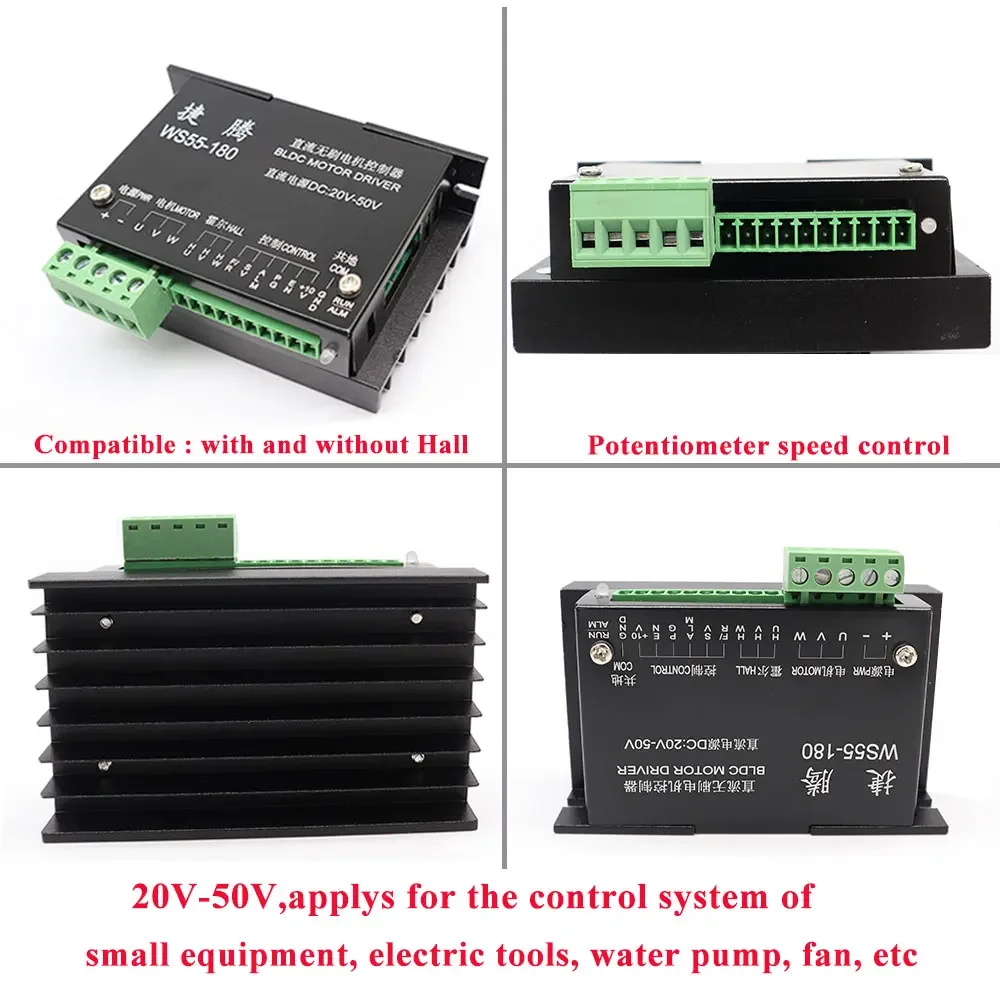 DC 36V 12000RPM 300W/0.3KW ER11 Brushless Air Cooling Spindle Motor+20-50VDC Stepper Driver+55MM Clamp+Speed Display