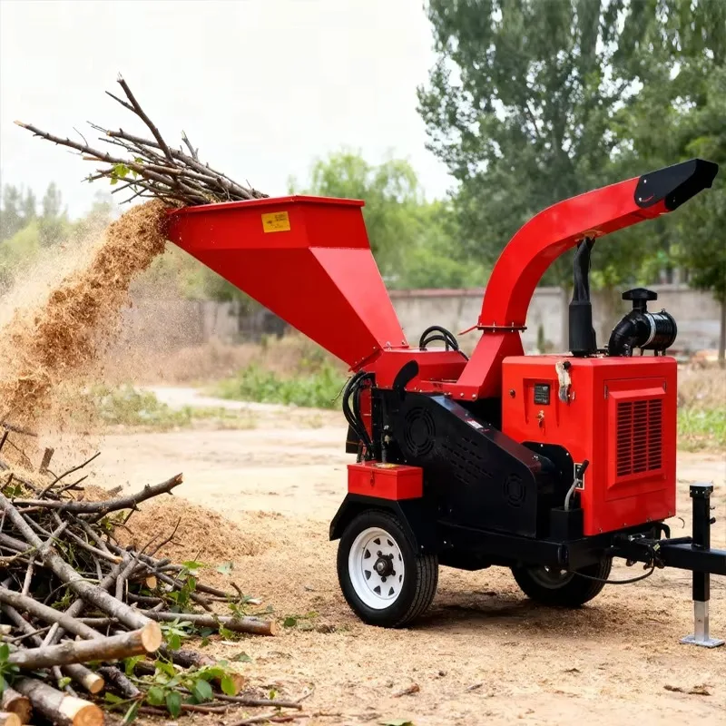 Heavy Duty Vertical Wood Chipper 102 Horsepower Diesel Wood Shredder Forest Orchard Mobile Tree Crusher Log Breaking Splitting