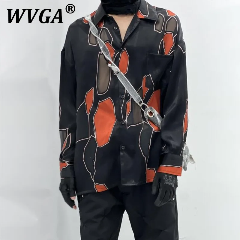 

WVGA Tops Spring Autumn New Man Tide High Street Diamond Pattern Trendy Design Niche Chic Casual Long Sleeved Shirts Ins W11311