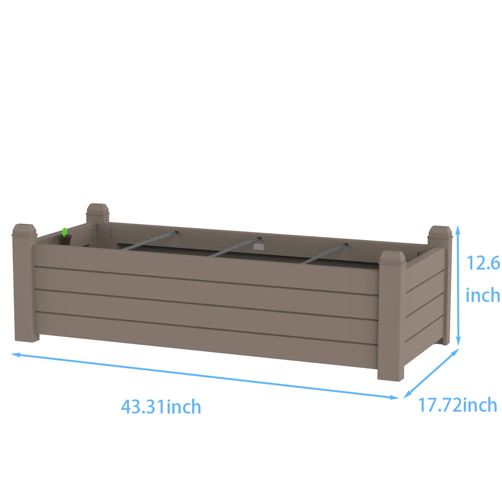 Weatherproof Long Resin Garden Planter, Rectangular Outdoor Plant Box for Flowers Herbs Patio Landscape Decoration